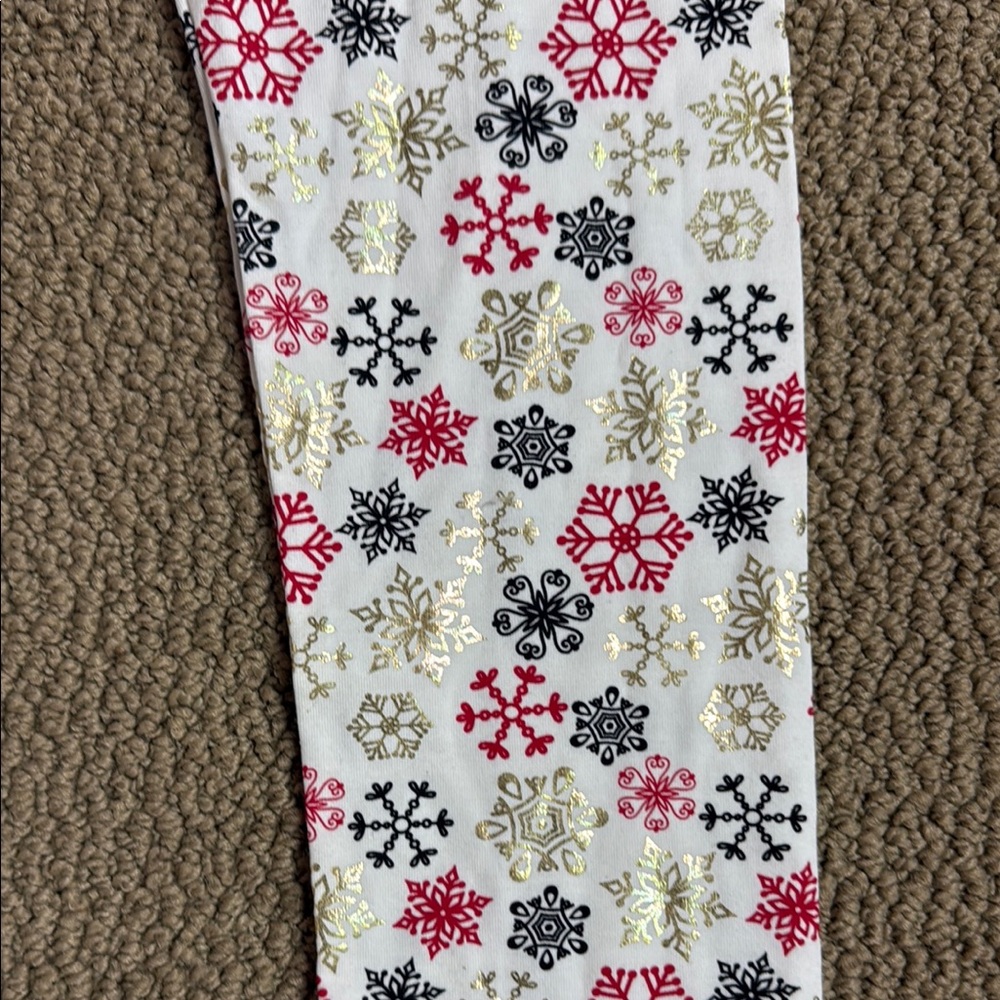 Rare Editions Black Santa Top with Red Bow Accent and snowflake pants - Picture 10 of 10